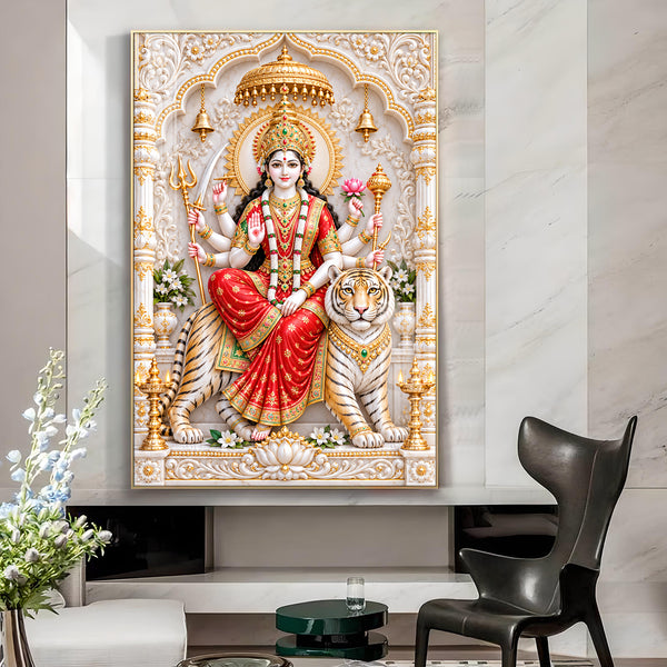 Divine Maa Bhavani Glass Finish Vertical Wall Art