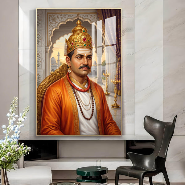 Depicts Basavanna Glass Finish Vertical Wall Art