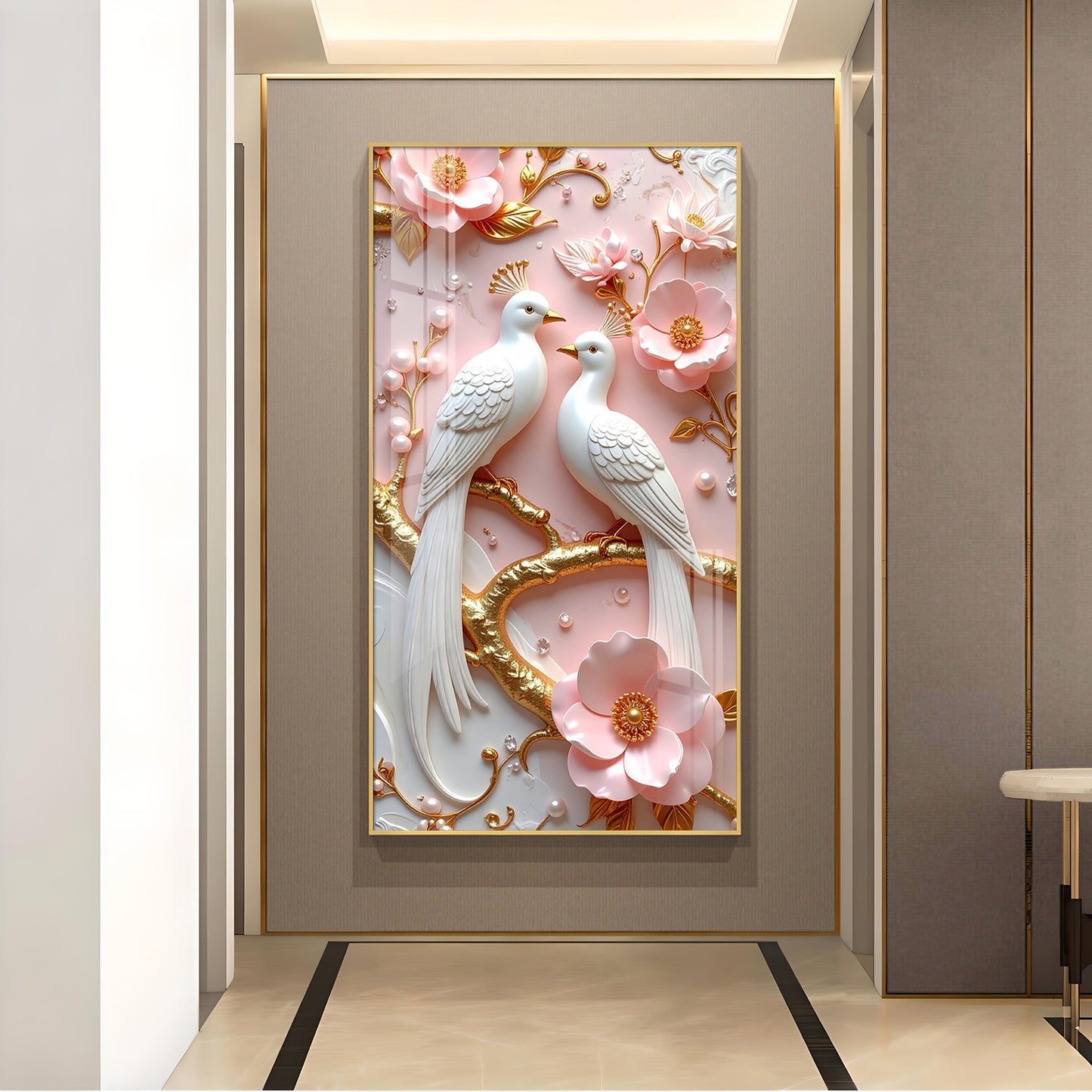 Whimsical Winged Pair Glass Finish Vertical Wall Art