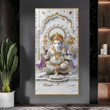 Lord Ganesha Ji Glass Finish Vertical Wall Art