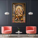 Jai Ganapathi Deva Glass Finish Vertical Wall Art
