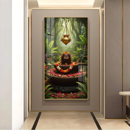 Shiv Shankar Glass Finish Vertical Wall Art