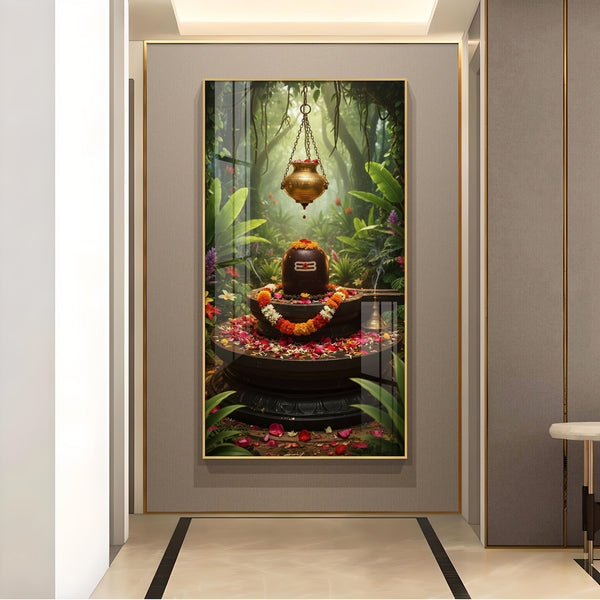 Shiv Shankar Glass Finish Vertical Wall Art