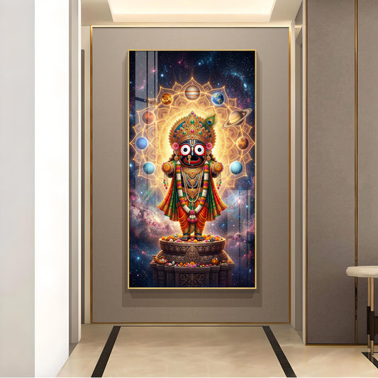 Lord Jagannath Prabhu Glass Finish Vertical Wall Art