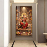 Durga Maa Glass Finish Vertical Wall Art