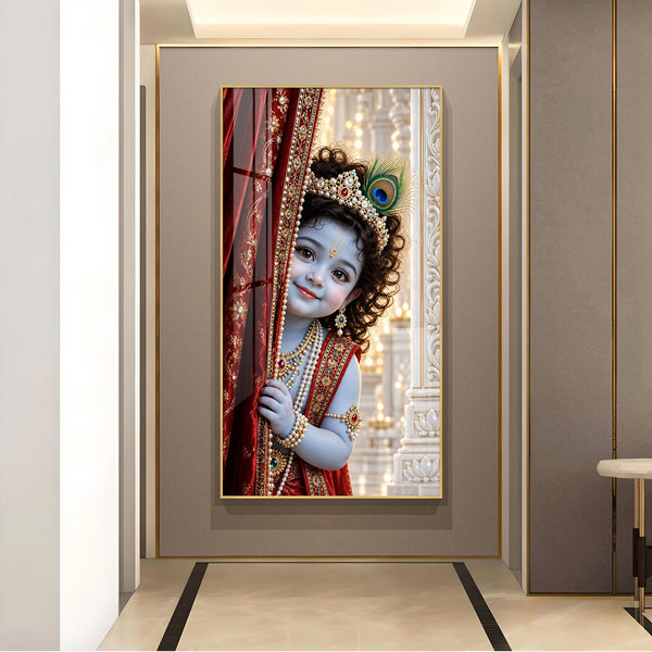 Bal Gopal Glass Finish Vertical Wall Art