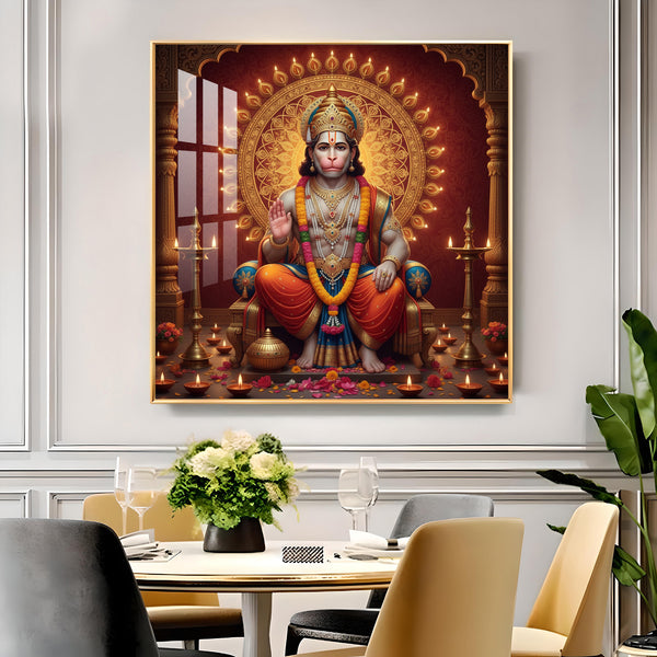 Divine Lord Hanuman Ji Glass Finish Square Wall Art