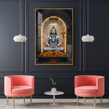 Lord Shiva In A Meditative Pose Glass Finish Vertical Wall Art