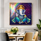 Hindu Deity Lord Ganesha Glass Finish Square Wall Art