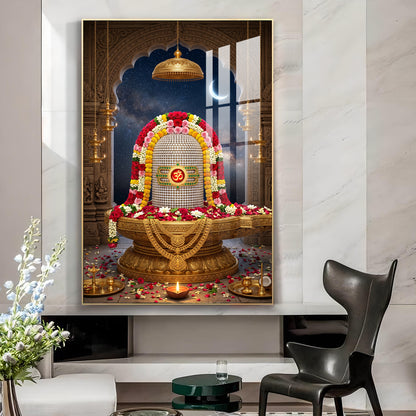 Lord Shiva Lingam Glass Finish Vertical Wall Art