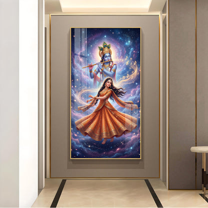 Meera Bai With Krishna Ji Glass Finish Vertical Wall Art