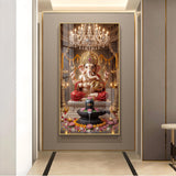 Ganpati Bappa Glass Finish Vertical Wall Art