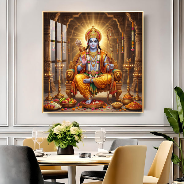 Lord Shri Ram Glass Finish Square Wall Art
