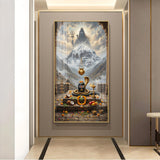 Lord Shiva Shivlingam Glass Finish Vertical Wall Art