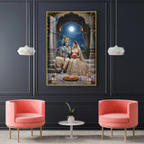 Hindu Deities Radha & Krishna Glass Finish Vertical Wall Art