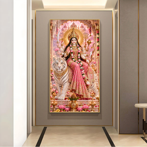 Divine Ambe Maa Glass Finish Vertical Wall Art