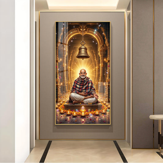 Baba Neemkaroli Glass Finish Vertical Wall Art