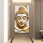 Divine Peace Buddha Glass Finish Vertical Wall Art
