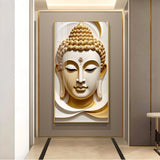 Divine Peace Buddha Glass Finish Vertical Wall Art