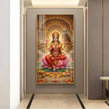 Goddess Mahalakshmi Glass Finish Vertical Wall Art