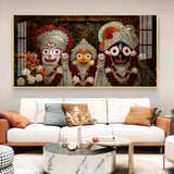 Lord Jagannath, Balabhadra, & Subhadra Glass Finish Horizontal Wall Art