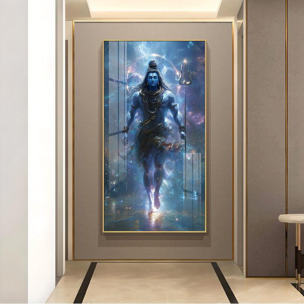 God Bholenath Glass Finish Vertical Wall Art