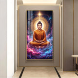 Lord Gautam Buddha Glass Finish Vertical Wall Art