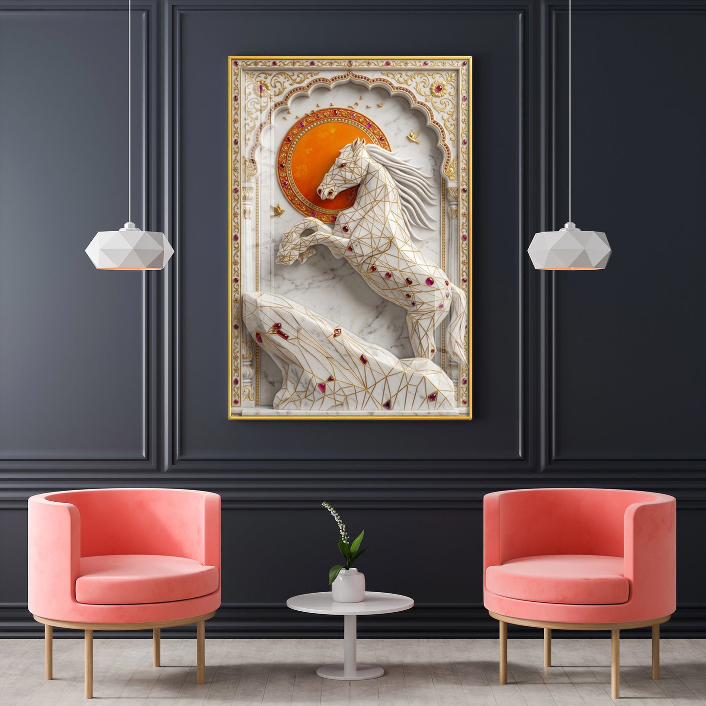 The Sacred Horse Glass Finish Vertical Wall Art
