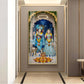 Radha & Krishna Masterpiece Glass Finish Vertical Wall Art