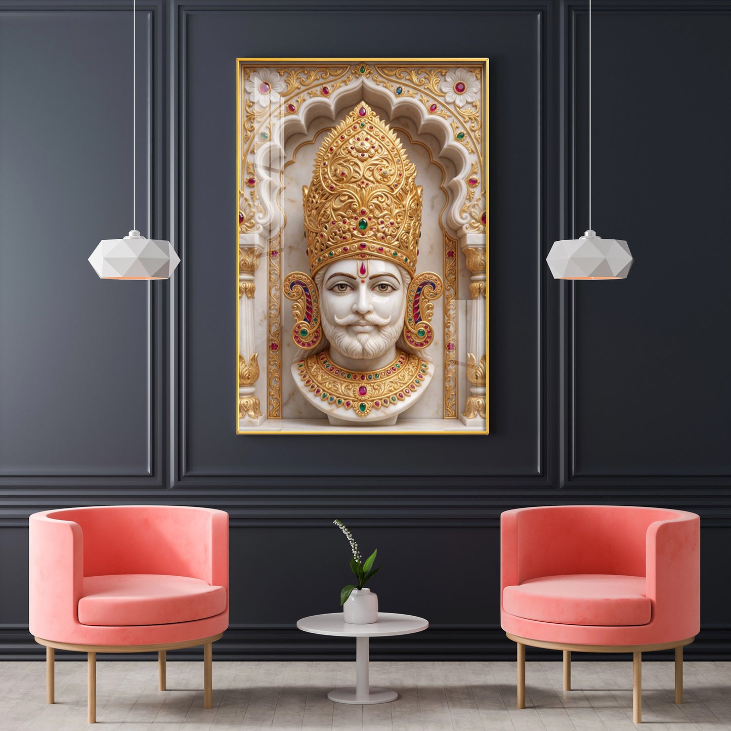 Divine Shyam Baba Glass Finish Vertical Wall Art