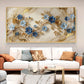 Elegant Blue Flower Glass Finish Horizontal Wall Art