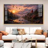 Vibrant Sunrise Glass Finish Horizontal Wall Art