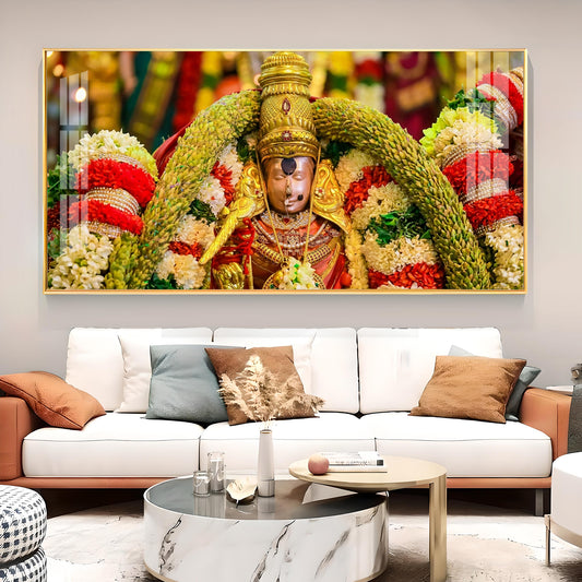 Goddess Meenakshi Amman Glass Finish Horizontal Wall Art