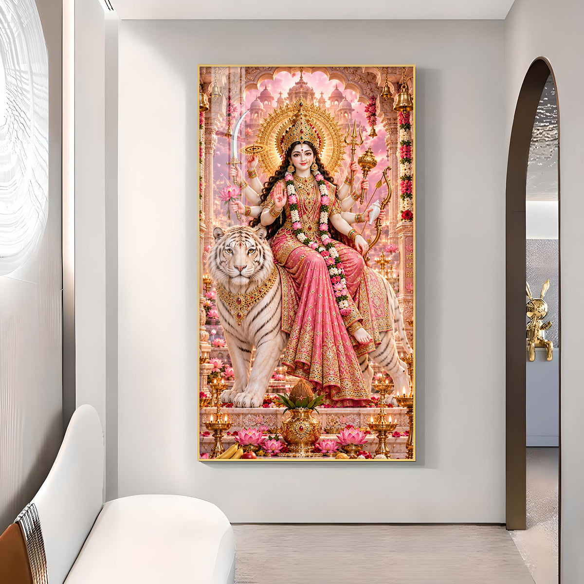 Divine Ambe Maa Glass Finish Vertical Wall Art