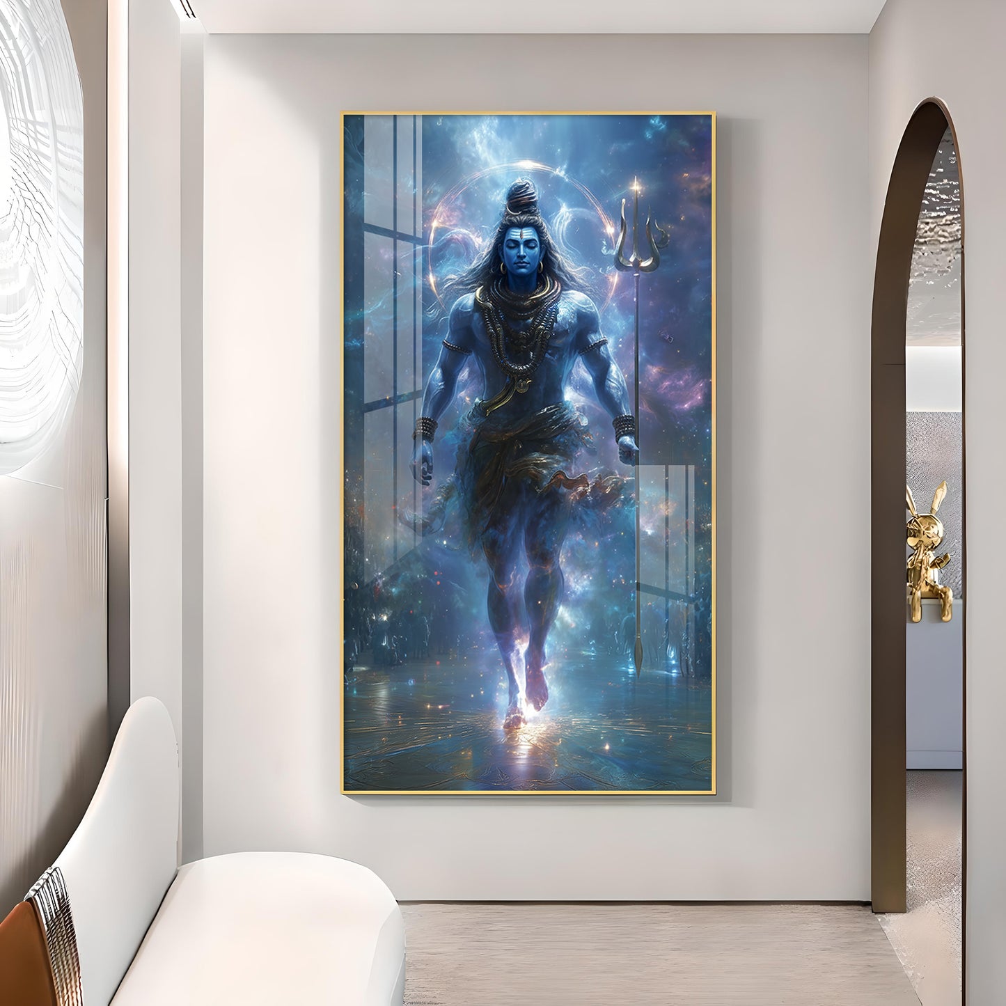 God Bholenath Glass Finish Vertical Wall Art