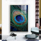 Peacock Feather With Water Drops Glass Finish Vertical Wall Art