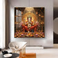 Hindu God Ganpati Ji Glass Finish Square Wall Art