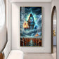 Lord Mahadev Blessing Glass Finish Vertical Wall Art