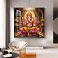 Ganapathi Glass Finish Square Wall Art