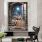 Hindu Deities Radha & Krishna Glass Finish Vertical Wall Art
