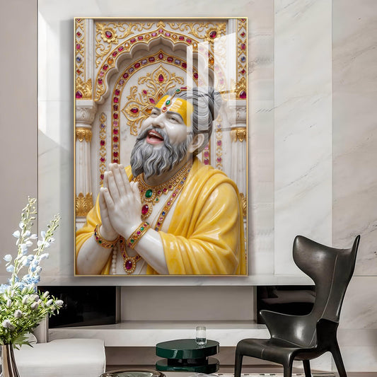 Shri Premanand Ji Maharaj Glass Finish Vertical Wall Art