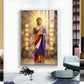 Depicting A Golden Buddha Glass Finish Vertical Wall Art