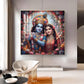 Divine Shri Radha Krishna Glass Finish Square Wall Art