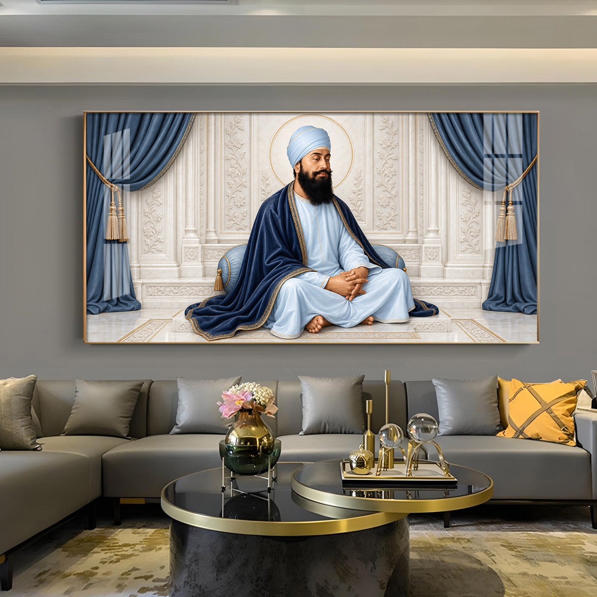 Guru Tegh Bahadur Ji Glass Finish Horizontal Wall Art
