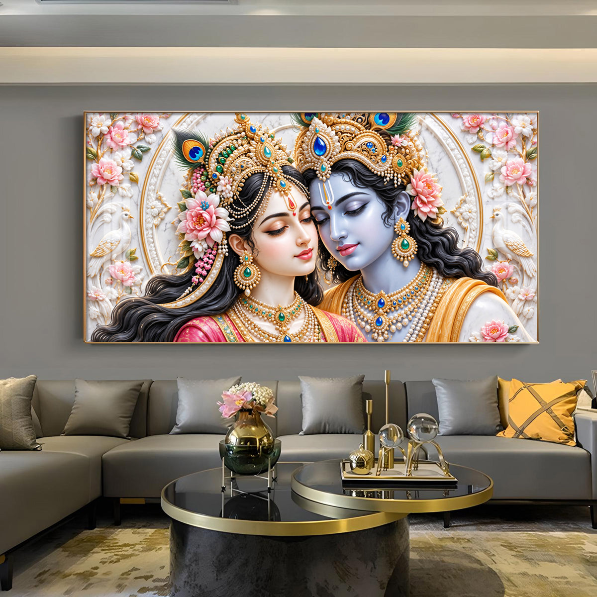 Radhe Shyam Glass Finish Horizontal Wall Art