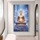 Meditating Lord Buddha Glass Finish Vertical Wall Art