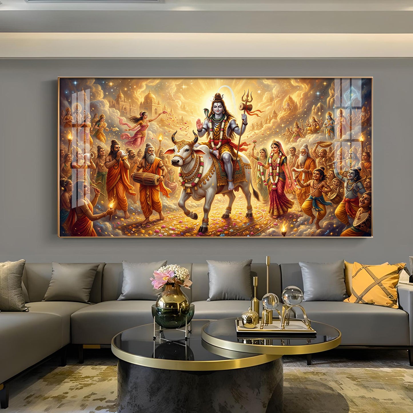 Har Har Mahadev Shambhu Glass Finish Horizontal Wall Art