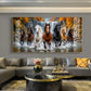 Seven-Horse Running Glass Finish Horizontal Wall Art