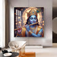 Spiritual Krishna With Flute Glass Finish Square Wall Art