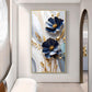 Blue Petal Luxe Flower Glass Finish Vertical Wall Art